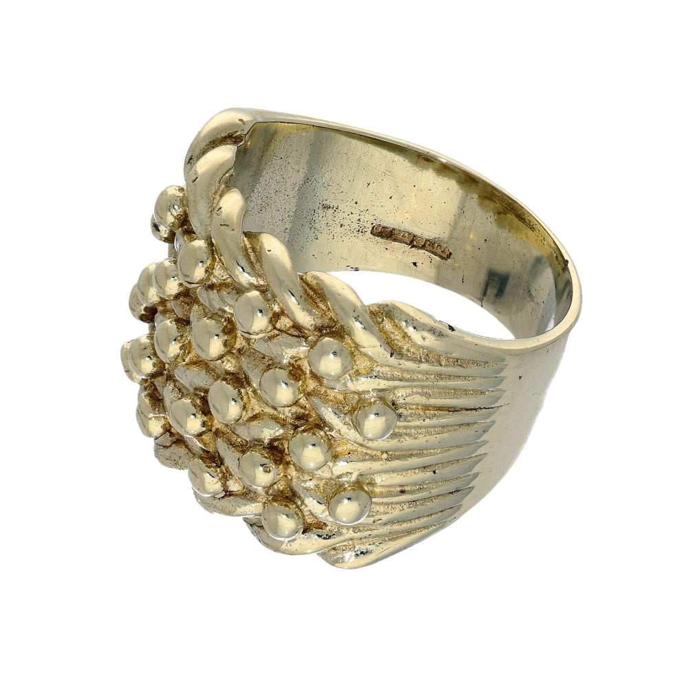 Pre-owned Large 9ct Yellow Gold 5 Row Keeper Shot Knot Ring 24g