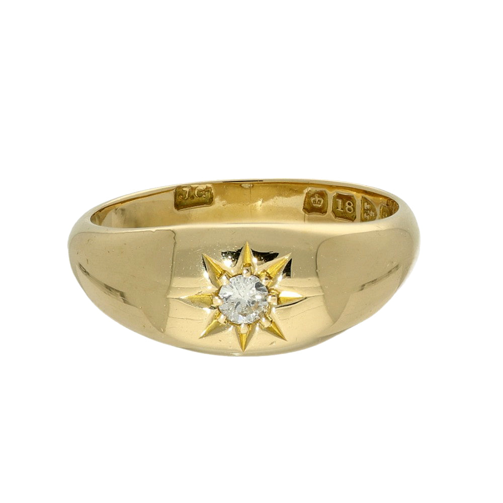 Antique 18ct Yellow Gold Old Cut Diamond Gypsy Ring c.1915