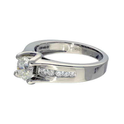 Pre-owned Platinum Certificated 0.91ct Solitaire Engagement Ring with Diamond Shoulders