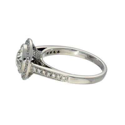 Pre-owned 18ct White Gold Diamond Halo Shoulders Engagement Ring