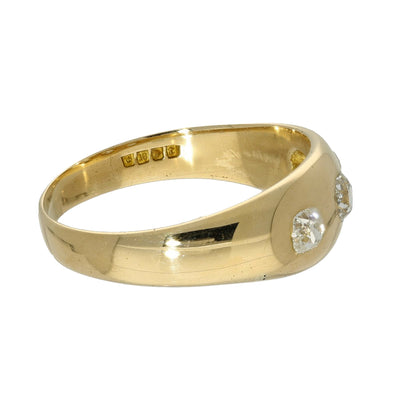 Antique 18ct Yellow Gold Old Cut Diamond 3 Stone Gypsy Ring c.1920