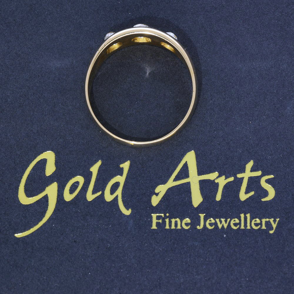 Antique 18ct Yellow Gold Old Cut Diamond 3 Stone Gypsy Ring c.1920