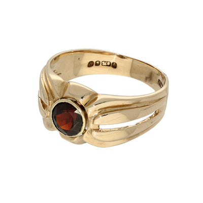 Vintage 9ct Rose Gold & Garnet Gypsy Signet Ring