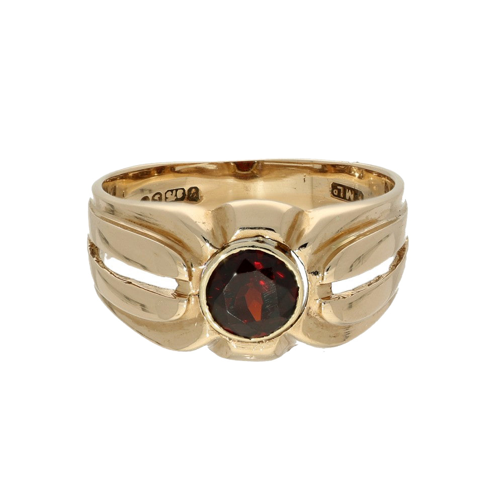 Vintage 9ct Rose Gold & Garnet Gypsy Signet Ring