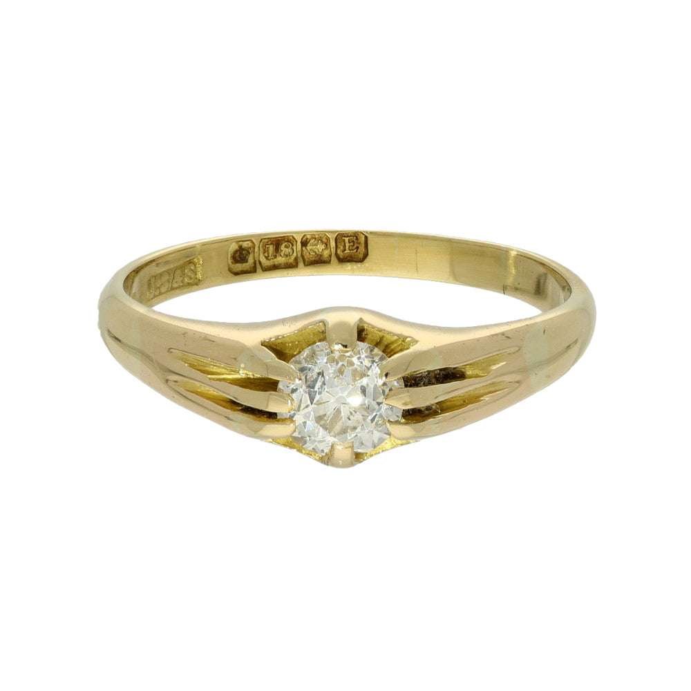 Antique 18ct Yellow Gold 0.76ct Old Cut Diamond Ring c.1929
