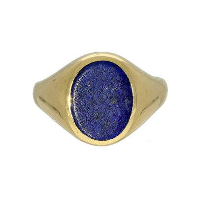 Vintage Small 18ct Yellow Gold Lapis Lazuli Signet Ring c.1959
