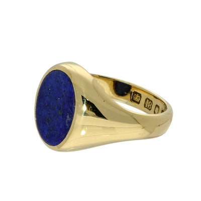 Vintage Small 18ct Yellow Gold Lapis Lazuli Signet Ring c.1959