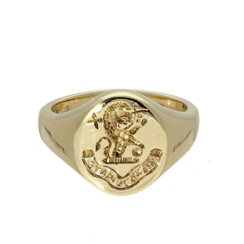 Pre-owned 9ct Yellow Gold Heraldic Intaglio Engraved Small Oval Signet Ring