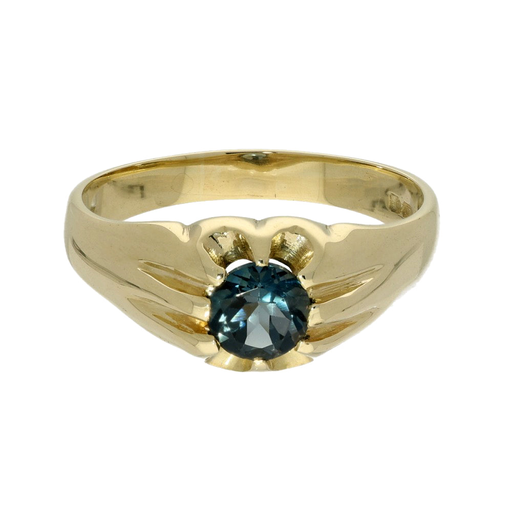 Pre-owned 9ct Yellow Gold & Teal Spinel Gypsy Signet Ring
