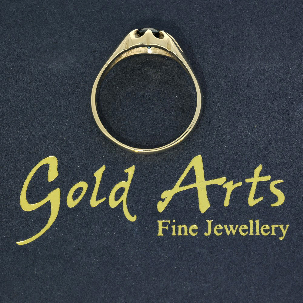 Pre-owned 9ct Yellow Gold & Teal Spinel Gypsy Signet Ring