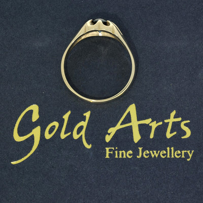 Pre-owned 9ct Yellow Gold & Teal Spinel Gypsy Signet Ring