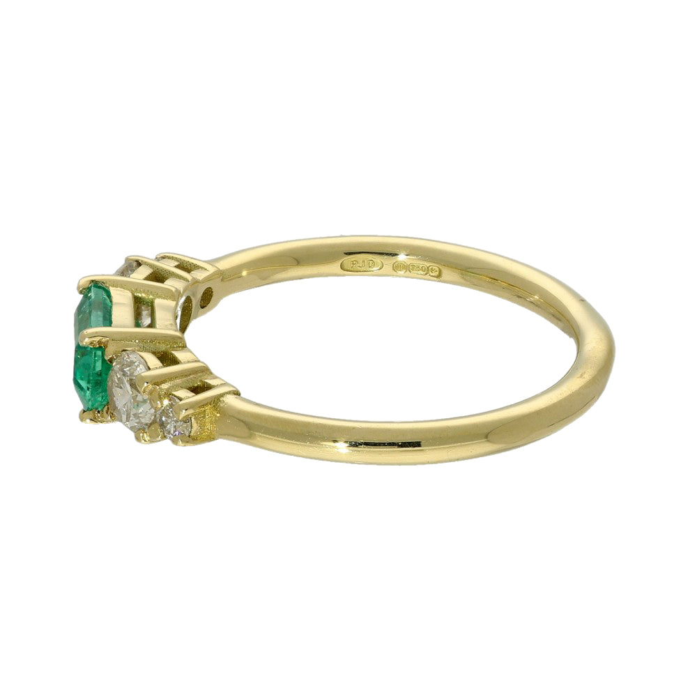 Pre-owned 18ct Yellow Gold Emerald & Diamond Dress Ring