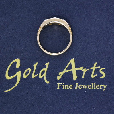 Antique 18ct Yellow Gold Pearl & Old Cut Diamond Boat Ring c.1907