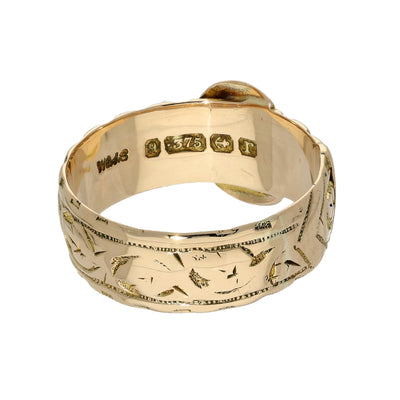 Antique 9ct Rose Gold Patterned Buckle Ring c.1916