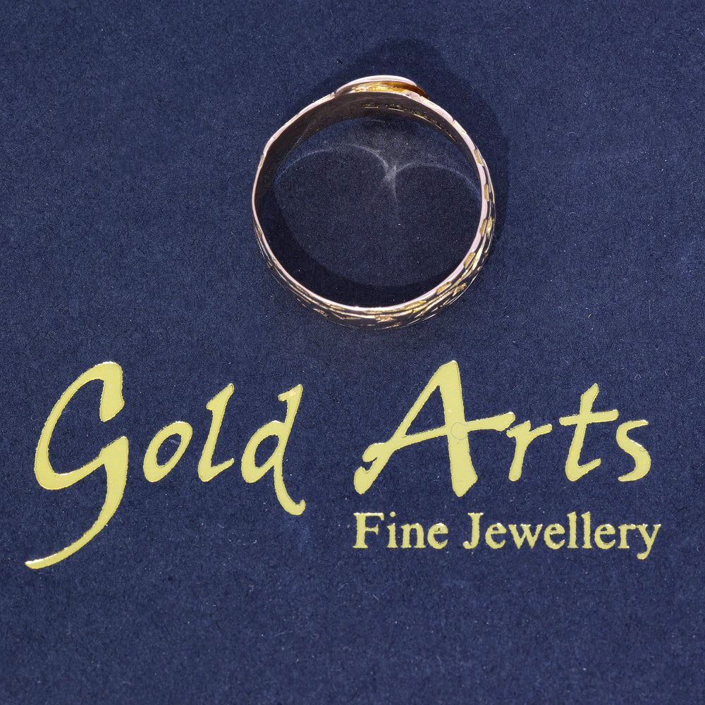 Antique 9ct Rose Gold Patterned Buckle Ring c.1916