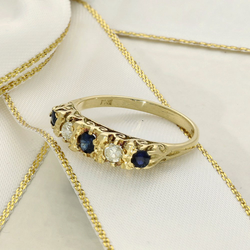 Pre-owned 18ct Yellow Gold Sapphire & Diamond Dress Ring