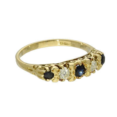 Pre-owned 18ct Yellow Gold Sapphire & Diamond Dress Ring