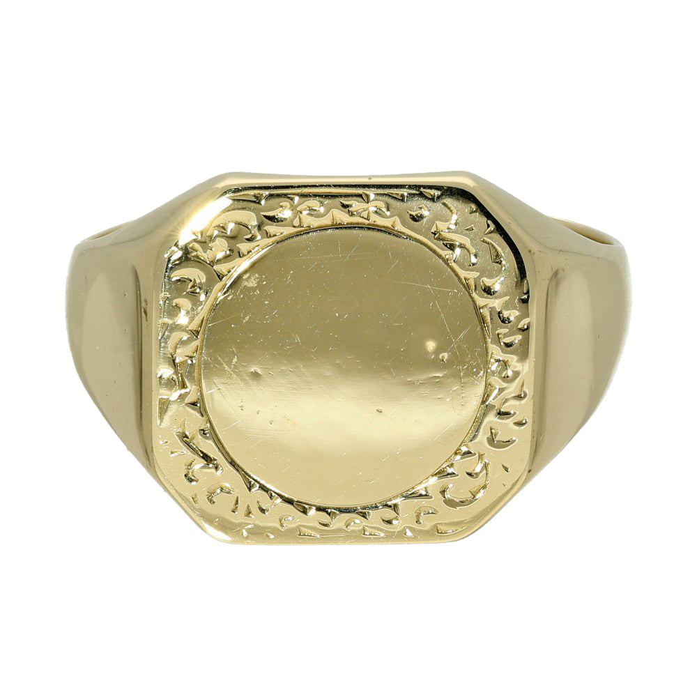 Vintage 9ct Yellow Gold Large Square Signet Ring c.1971