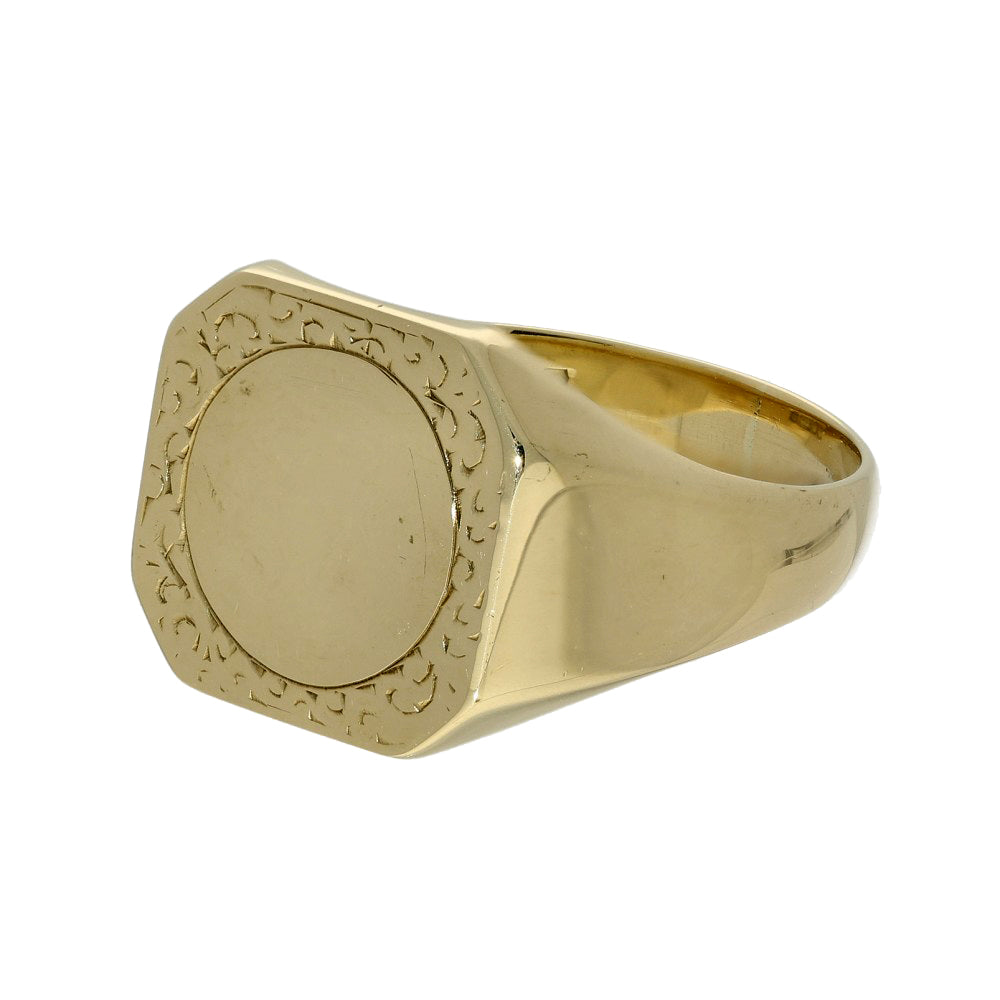 Vintage 9ct Yellow Gold Large Square Signet Ring c.1971