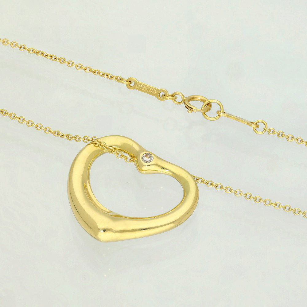 Pre-loved 18ct Yellow Gold Tiffany & Co 22mm Elsa Peretti Open Heart Diamond Necklace