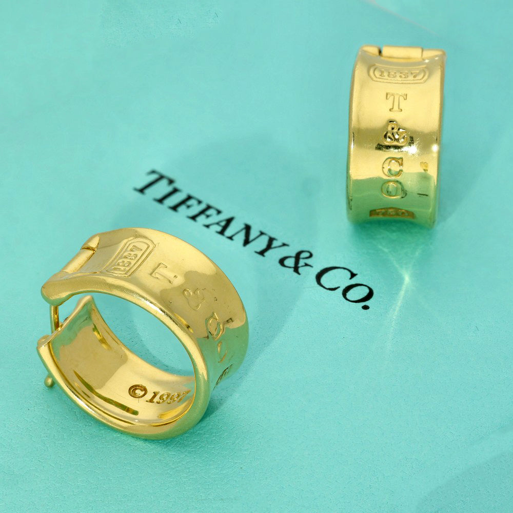 Pre-loved 18ct Yellow Gold Tiffany & Co 1837 Wide Hoop Earrings