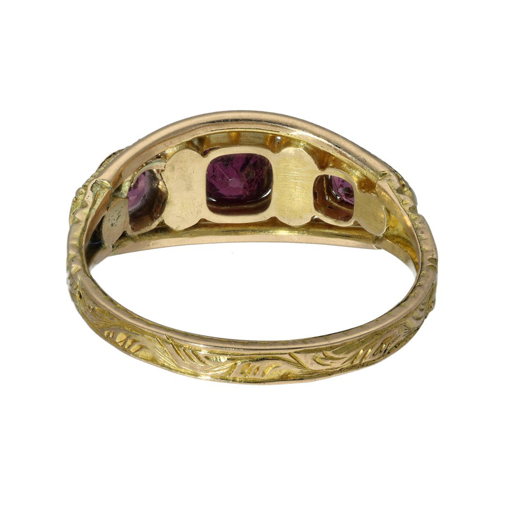 Antique 15ct Yellow Gold Tourmaline and Pearl Boat Ring -circa 1883