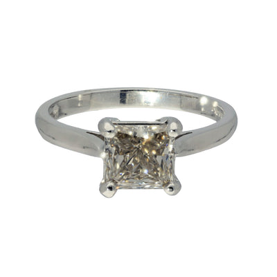 Pre-owned 18ct White Gold 1.13ct Princess Cut Diamond Solitaire Ring