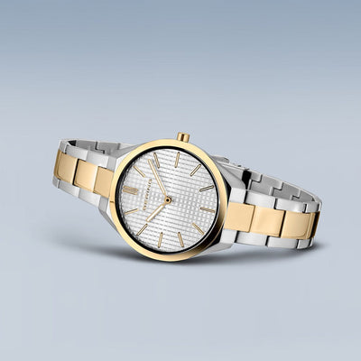 Ladies Bering Ultra Slim Polished / Brushed Silver Gold Watch 7231-704
