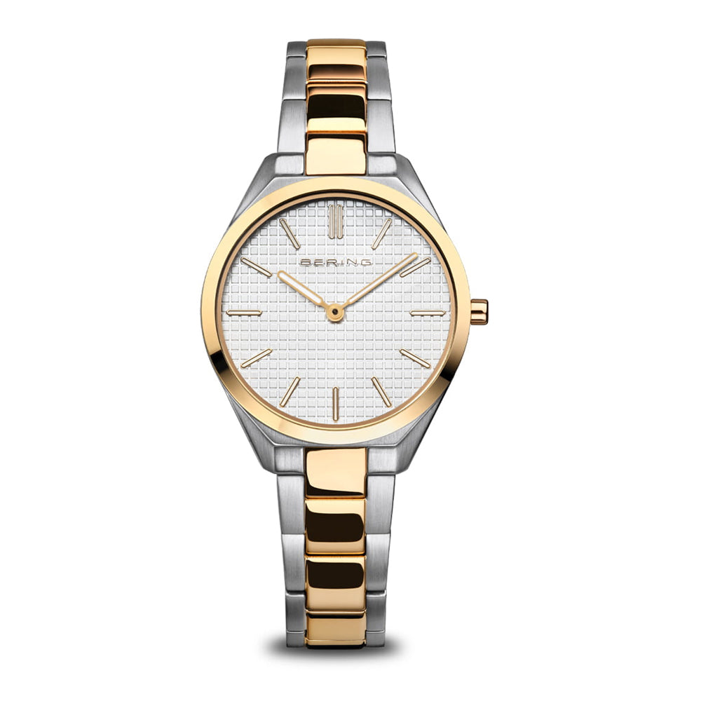 Ladies Bering Ultra Slim Polished / Brushed Silver Gold Watch 7231-704