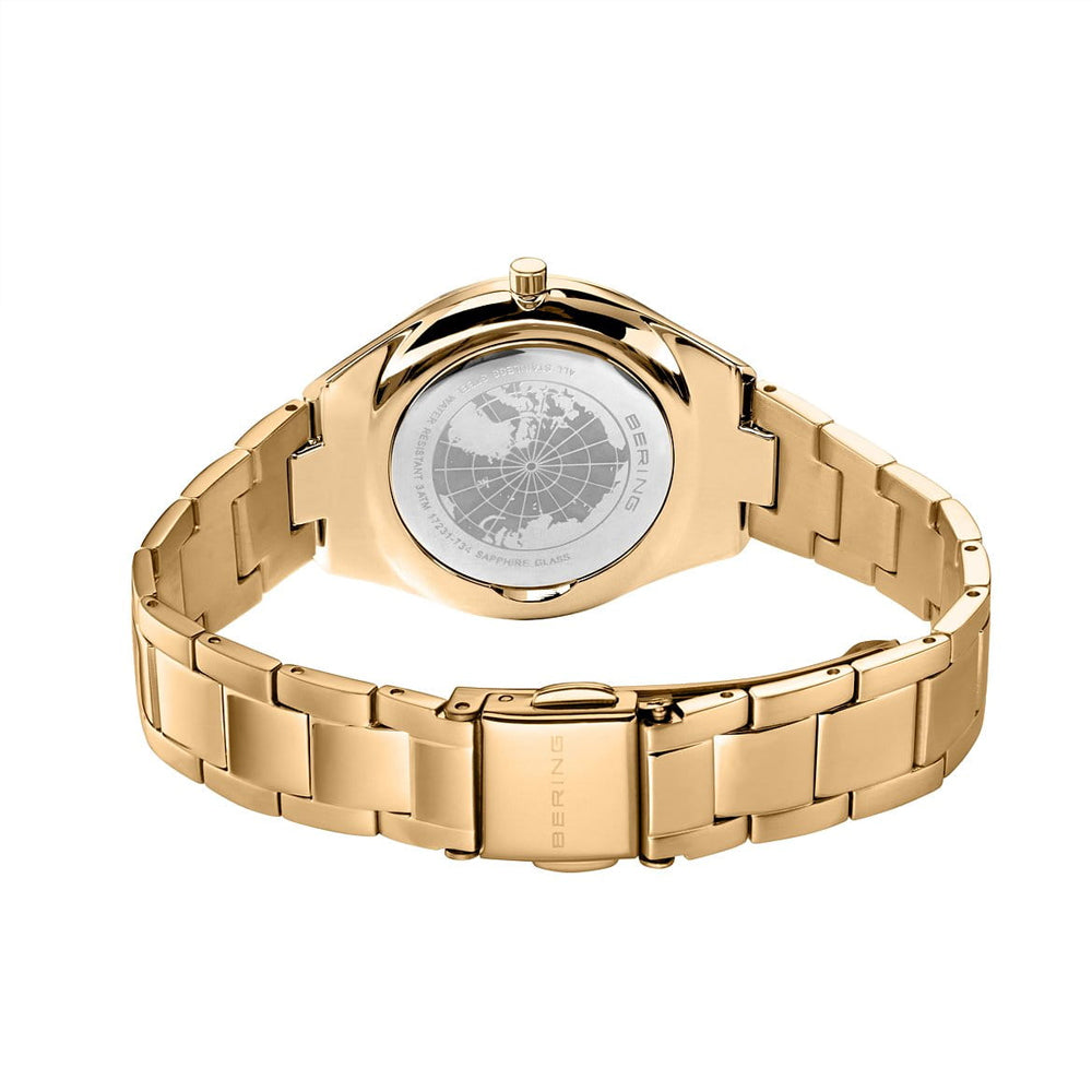 Ladies Bering Polished Gold Ultra Slim Quartz Bracelet Watch, 17231-734