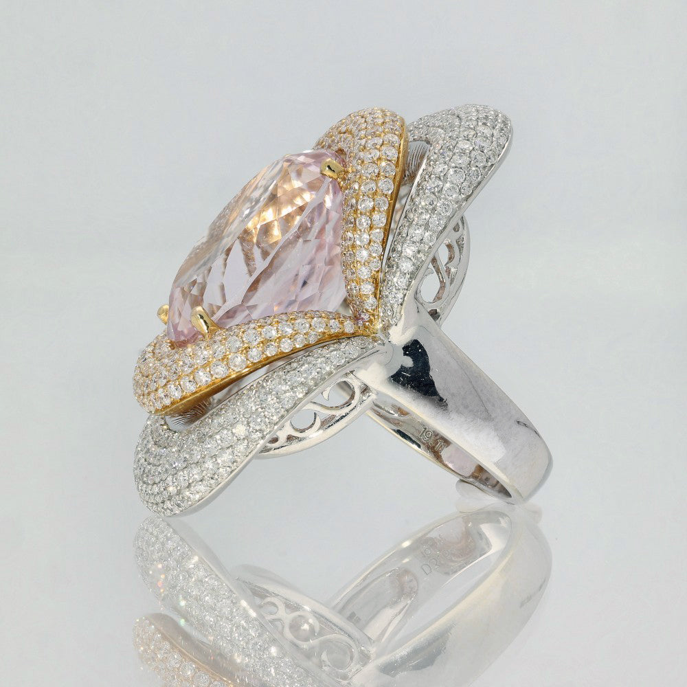 Pre-loved 18ct Large Morganite and Diamond Cocktail Ring