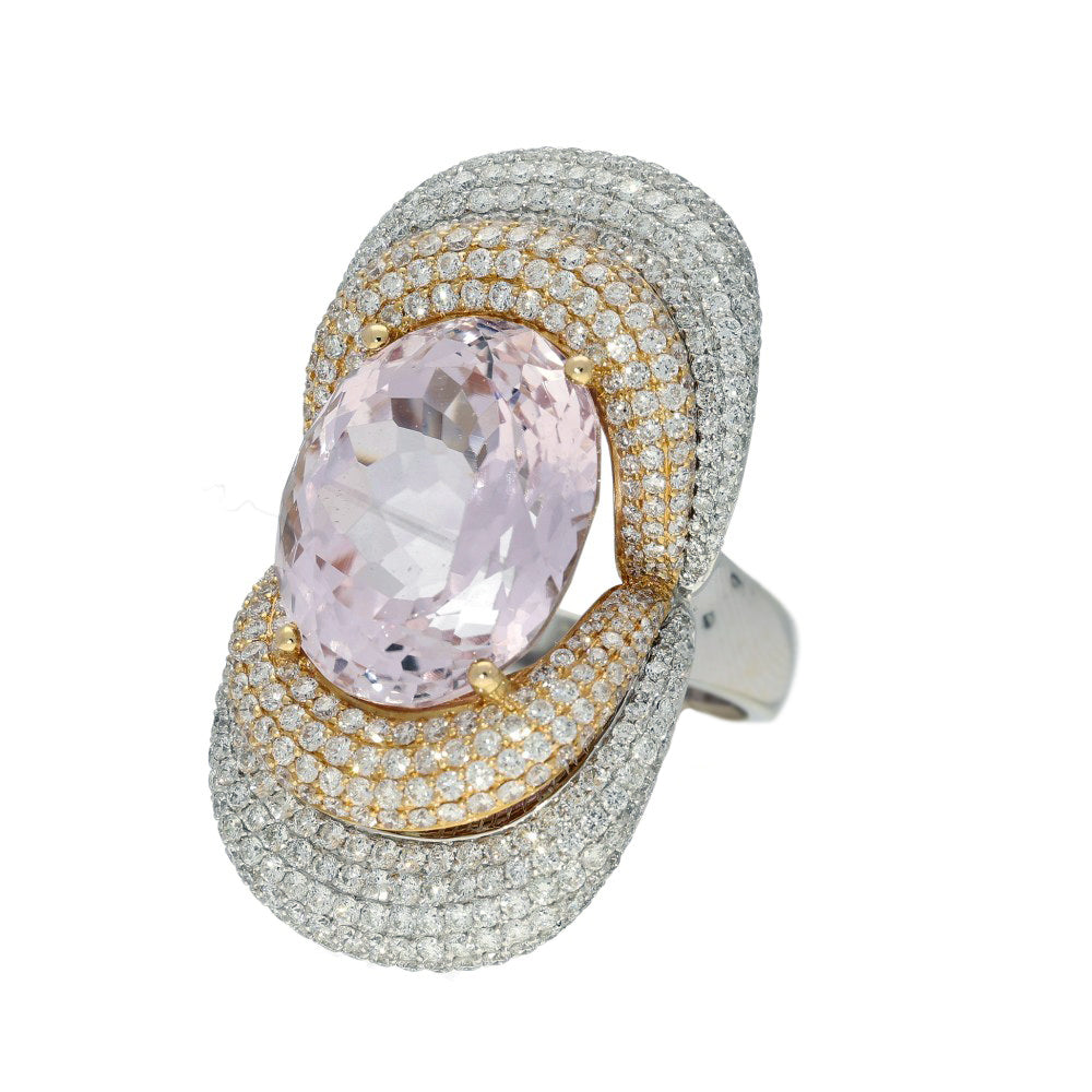 Pre-loved 18ct Large Morganite and Diamond Cocktail Ring