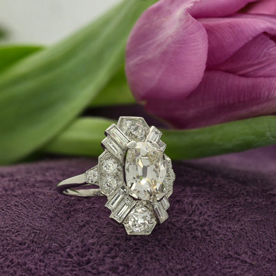 Platinum Vintage Art Deco Diamond Cocktail Ring