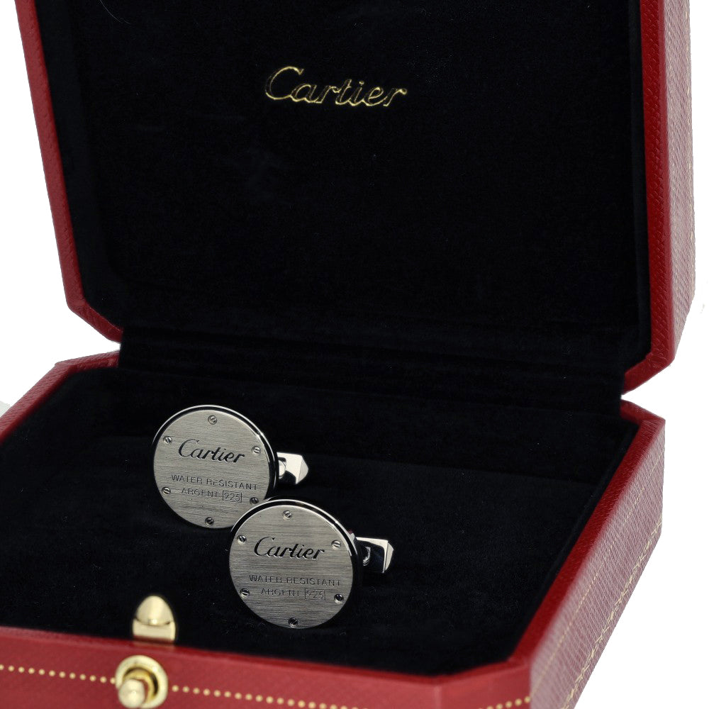 Pre-loved Cartier Water Resistant Decor Cufflinks 925 Sterling Silver Boxed T1220334