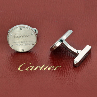 Pre-loved Cartier Water Resistant Decor Cufflinks 925 Sterling Silver Boxed T1220334