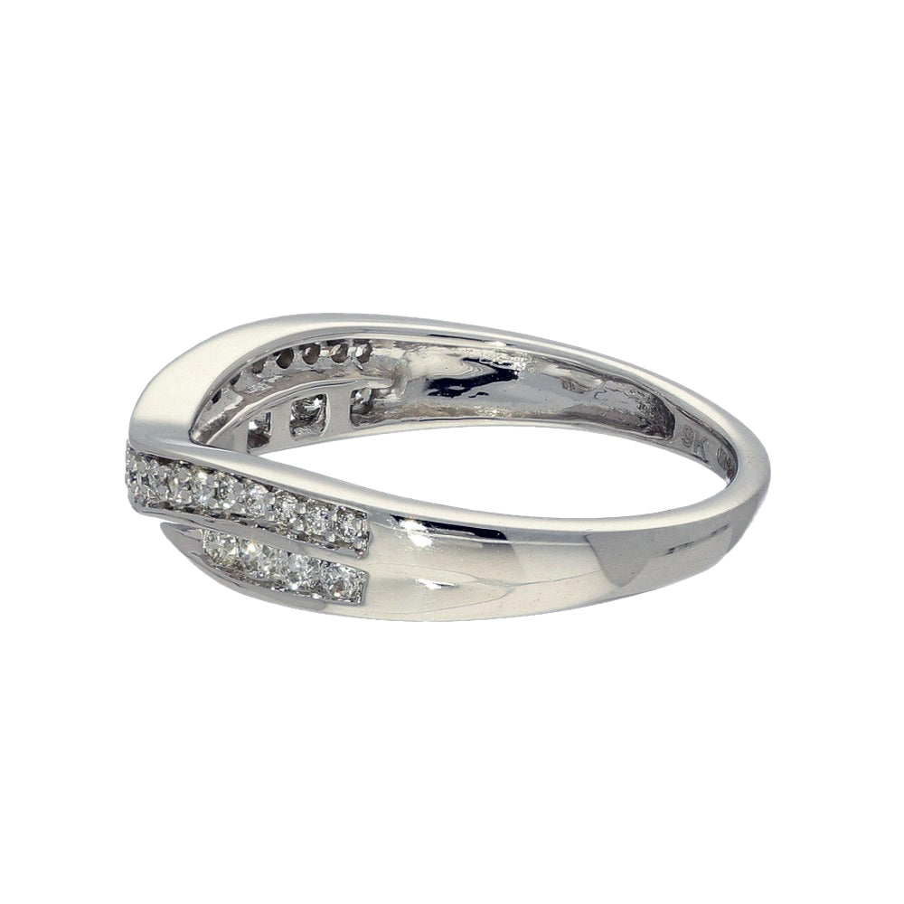 9ct White Gold 2 Row Diamond Wave Shaped Eternity Ring
