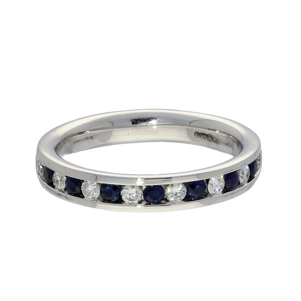 9ct White Gold Sapphire & Diamond 3.5mm Half Eternity Ring
