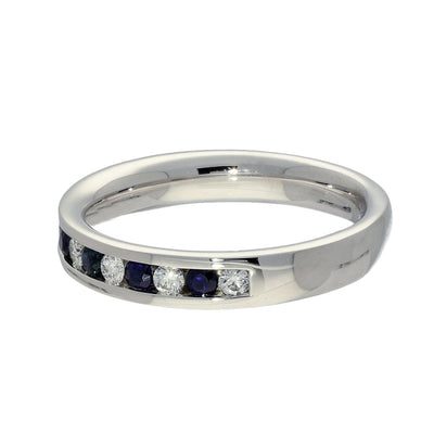 9ct White Gold Sapphire & Diamond 3.5mm Half Eternity Ring