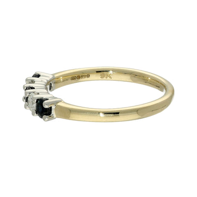 9ct Yellow Gold Sapphire & Diamond 5-Stone Ring