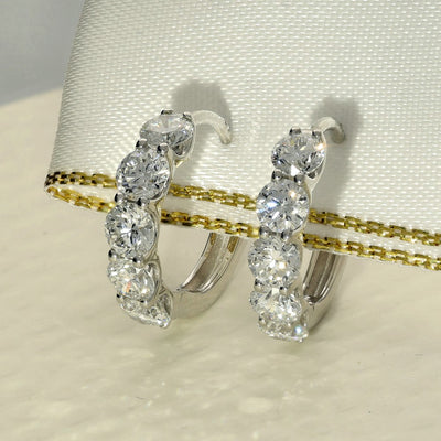 9ct White Gold 2ct Laboratory-Grown Diamond Huggy Hoop Earrings 15mm