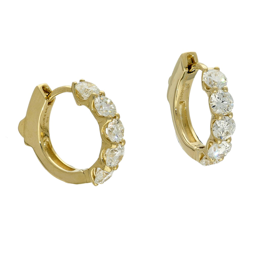 9ct Yellow Gold 2ct Laboratory-Grown Diamond Huggy Hoop Earrings 15mm