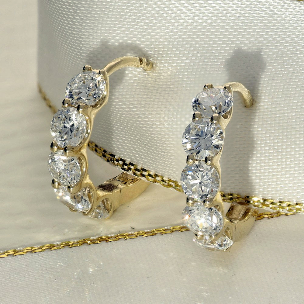 9ct Yellow Gold 2ct Laboratory-Grown Diamond Huggy Hoop Earrings 15mm