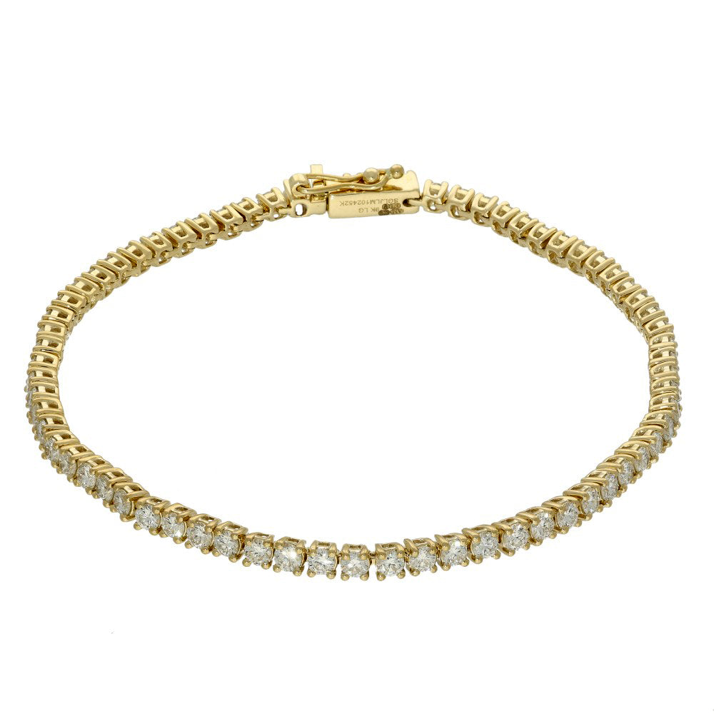 9ct Yellow Gold Laboratory-Grown Diamond Tennis Bracelet - 3.00ct