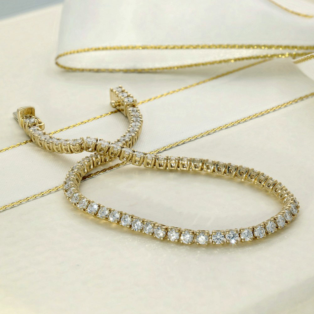 9ct Yellow Gold Laboratory-Grown Diamond Tennis Bracelet - 3.00ct
