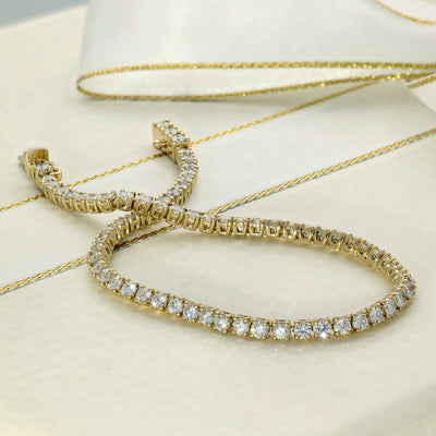 9ct Yellow Gold Laboratory-Grown Diamond Tennis Bracelet - 3.00ct
