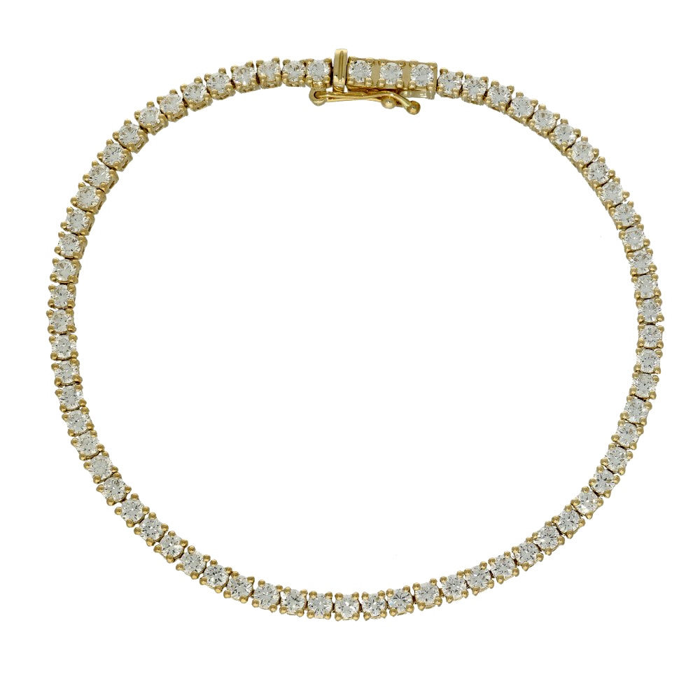 9ct Yellow Gold Laboratory-Grown Diamond Tennis Bracelet - 3.00ct