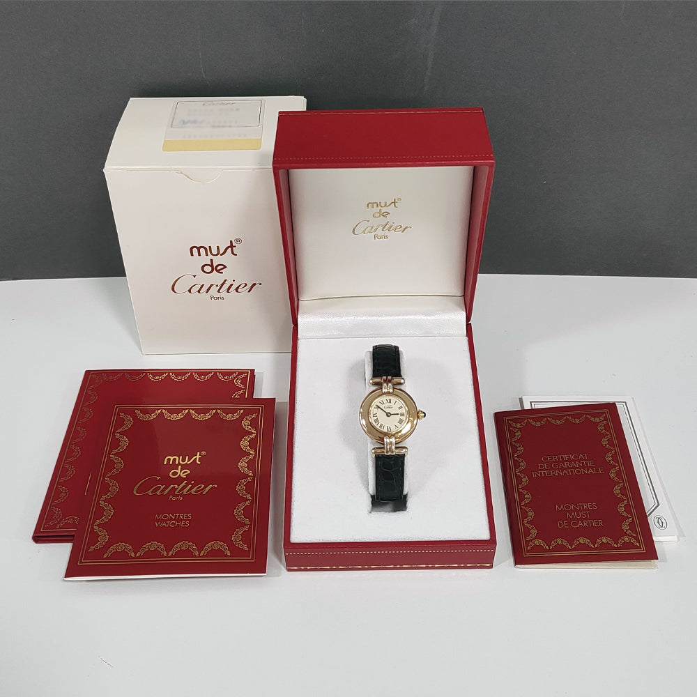 Pre-owned Must De Cartier Gold Plated Quartz Watch Boxed M#590002