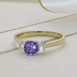 9ct Yellow Gold Cushion Cut Tanzanite and Diamond 3 Stone Ring