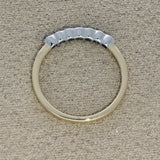9ct Yellow and White Gold Rub-over Set Emerald and Diamond 7 Stone Ring