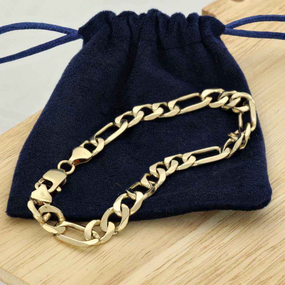 Pre-loved Men's 9ct Yellow Gold Figaro Curb Bracelet 15g